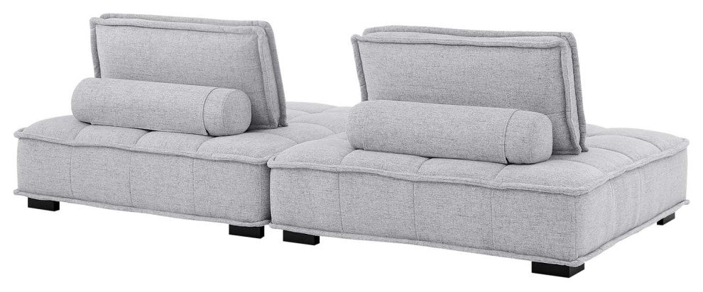 Saunter Tufted Fabric Fabric 2-Piece Loveseat Light Gray