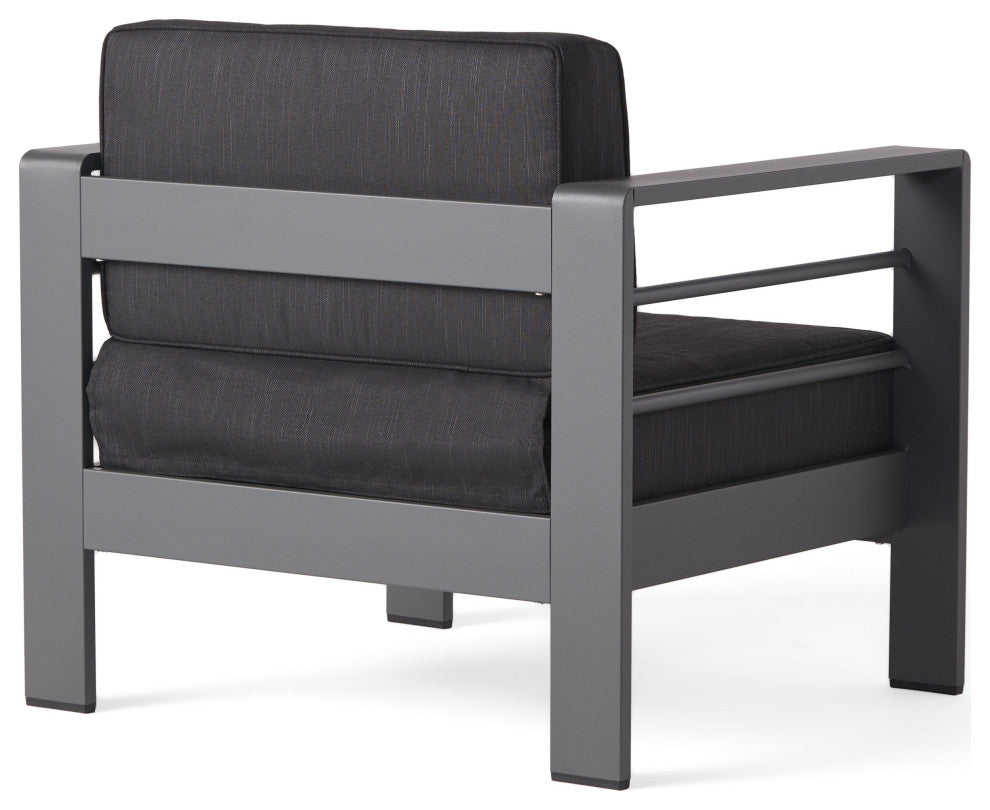 Crested Bay Indoor/Outdoor Aluminum Club Chair, Gray/Dark Gray, Fabric Cushion