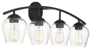 4-Light Bathroom Vanity Light, Matte Black