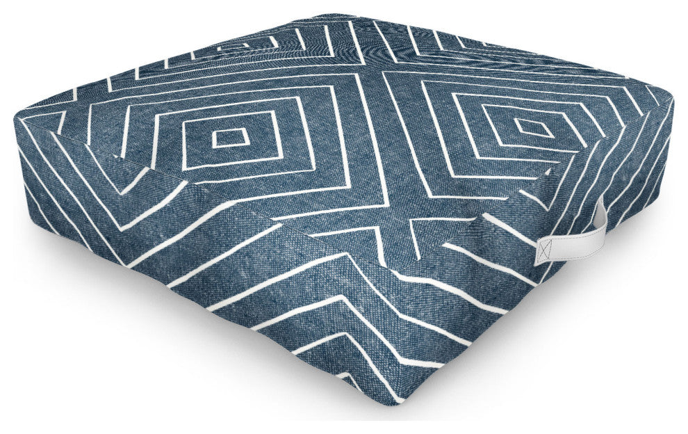 Little Arrow Design Co Woven Diamonds Dark Blue Outdoor Floor Cushion