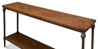 Huntsman Console Table With Shelf Wood and Iron Frame