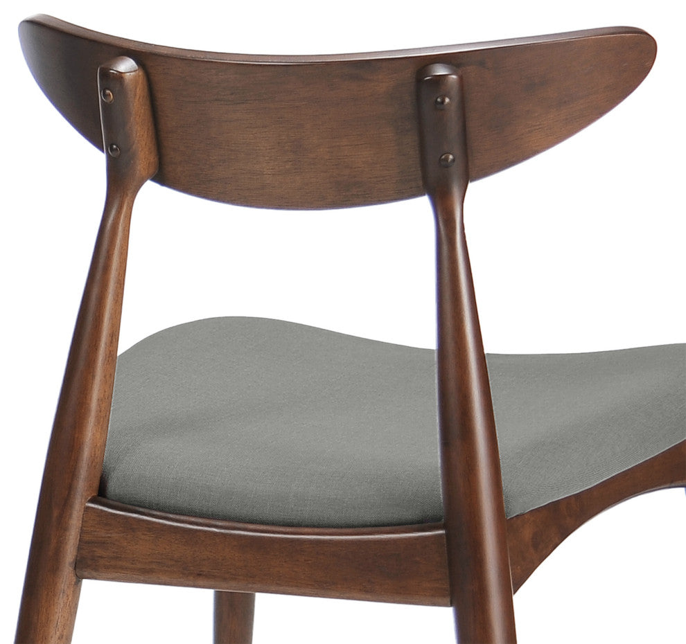 GDF Studio Issaic Mid-Century Design Wood Dining Chairs, Set of 2, Light Gray/Walnut