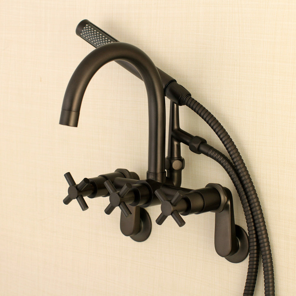 Aqua Vintage 7" Adjustable Wall Mount Tub Faucet, Oil Rubbed Bronze