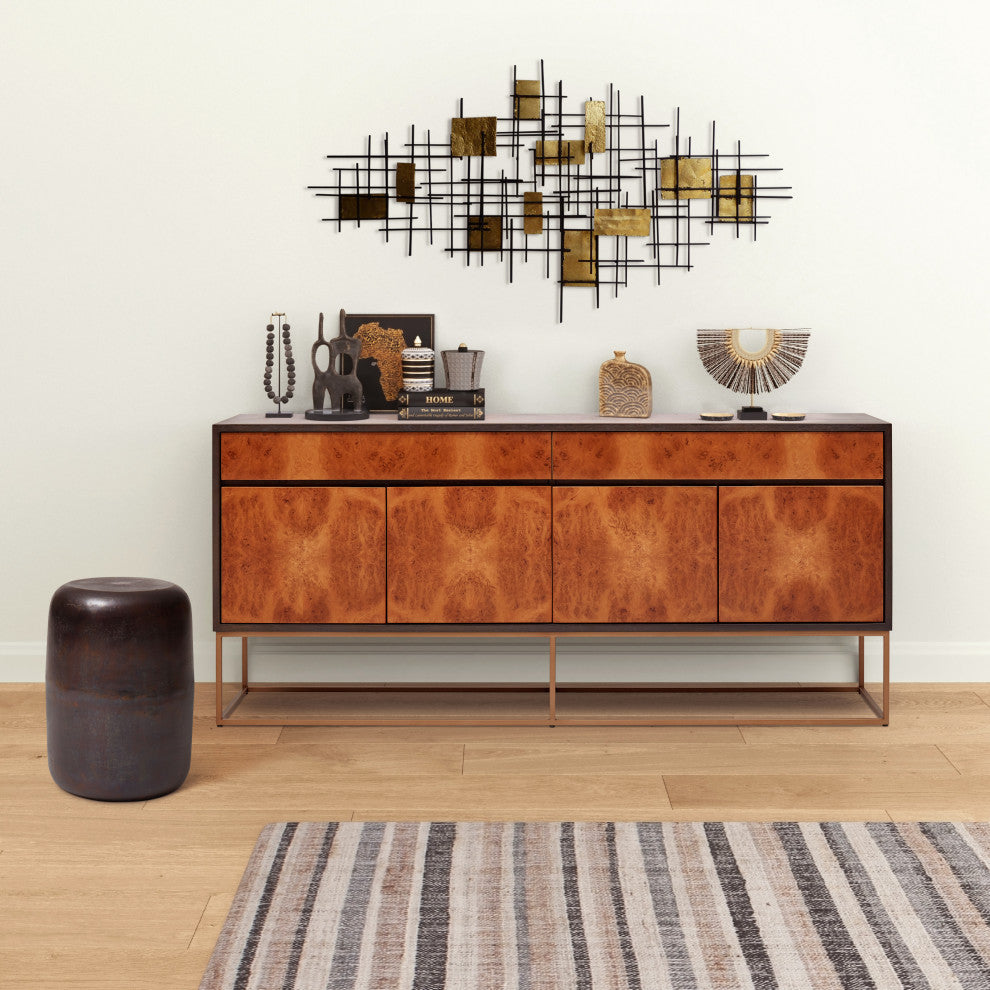 Yoga Sideboard, Oak Burl, Vintage Copper