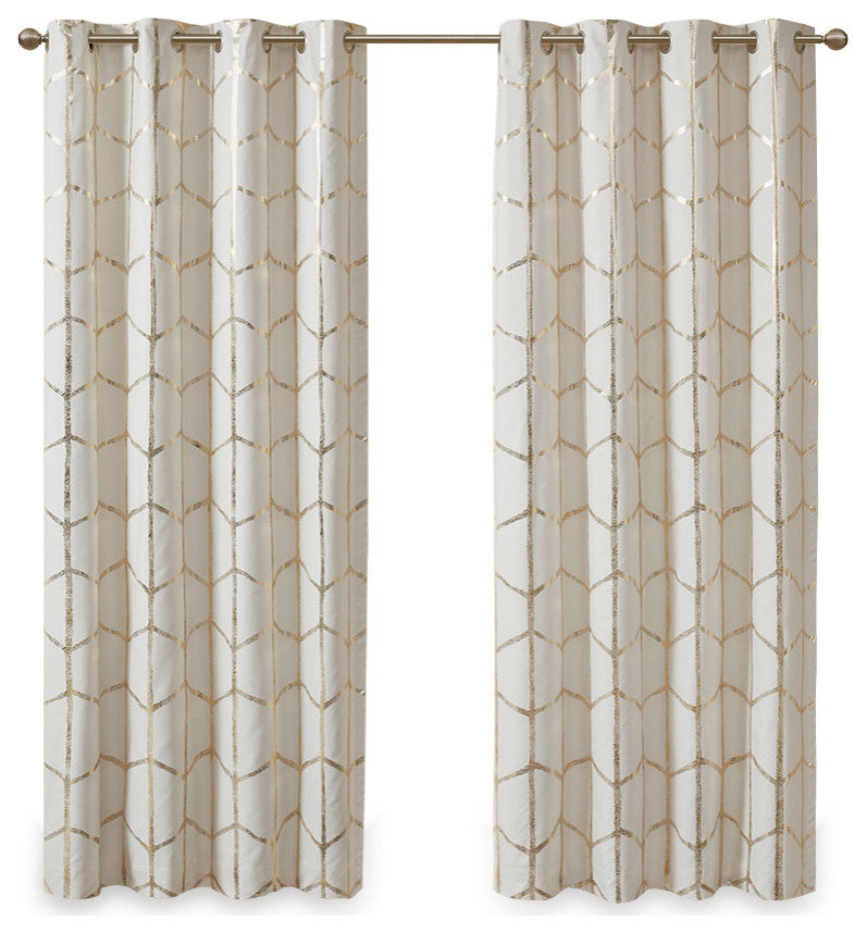 Intelligent Design Raina Total Blackout Metallic Print Grommet Top Curtain Panel