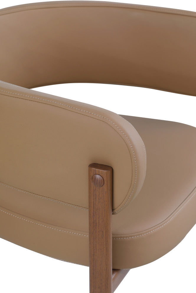 Gideon Black Faux Leather Dining Chair (Set of 2), Tan, Walnut Finish