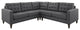 Modway Empress 3 Piece Upholstered Fabric Sectional Sofa Set, Gray