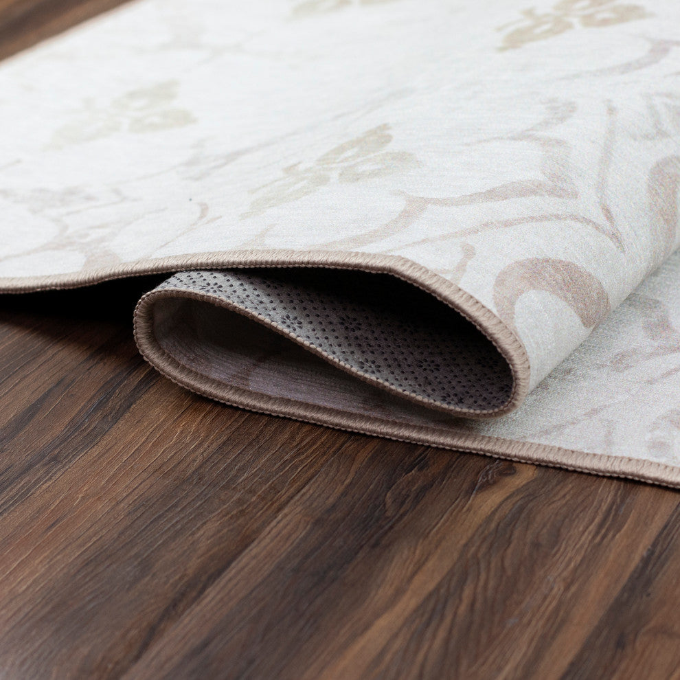 My Magic Carpet Leilani Damask Ivory Rug, 2.5'x10'