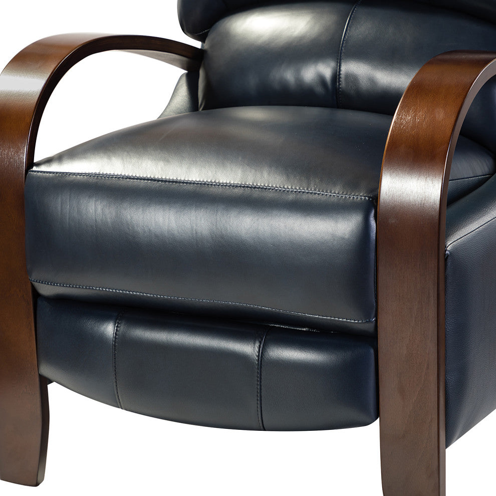 Amanda Genuine Leather Manual Recliner, Navy