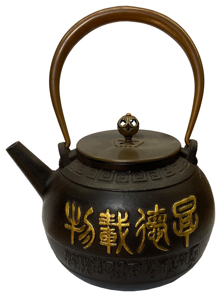 Handmade Quality Asian Cast Iron Teapot Shape Display Art Hws2374