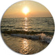 Black Seascape In Morning Sunlight, Beach Large Disc Metal Artwork, 11"
