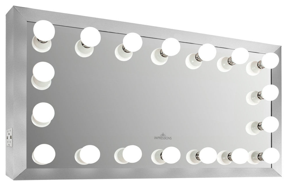 Starlight Wide Hollywood Lighted Vanity Mirror, Silver