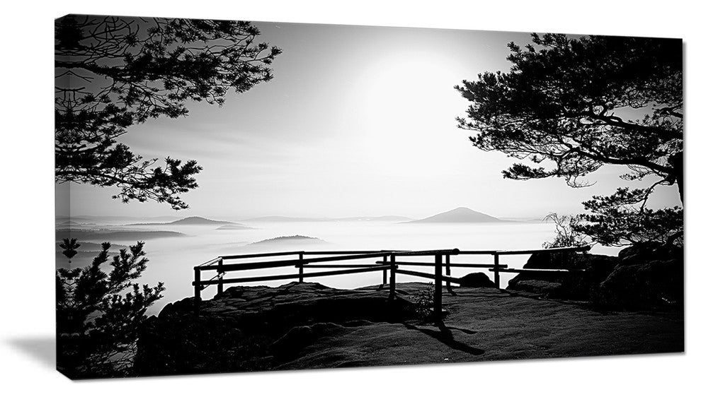 "Full Moon Autumn Midnight in Black" Landscape Canvas Photo Print, 32"x16"