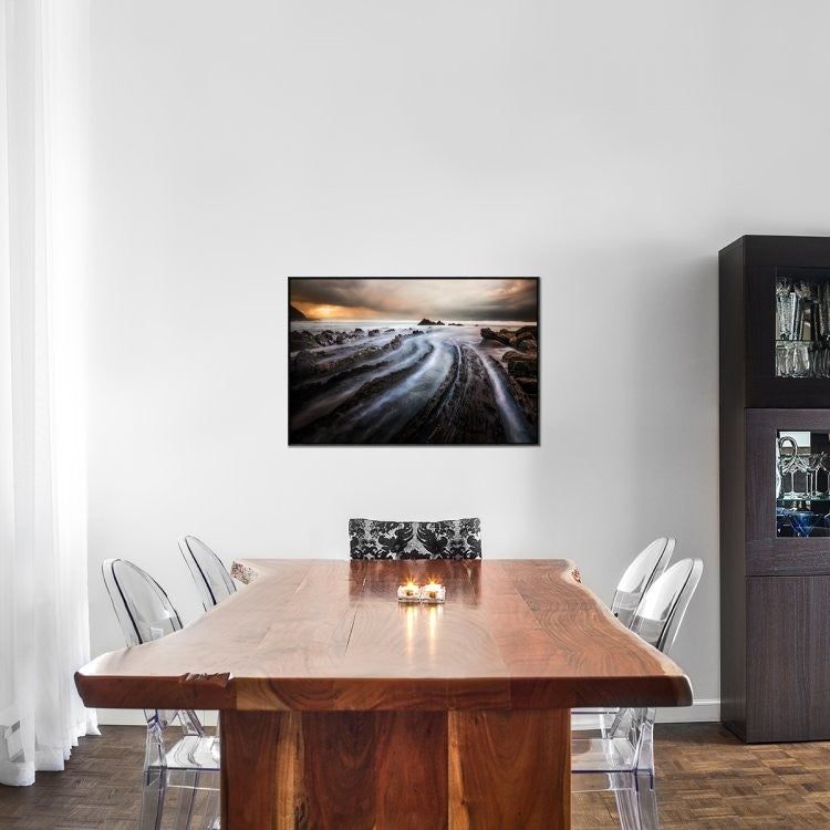 "Sculpted by the sea" Framed Canvas Giclee by Cuomo Massimo, 37x25"