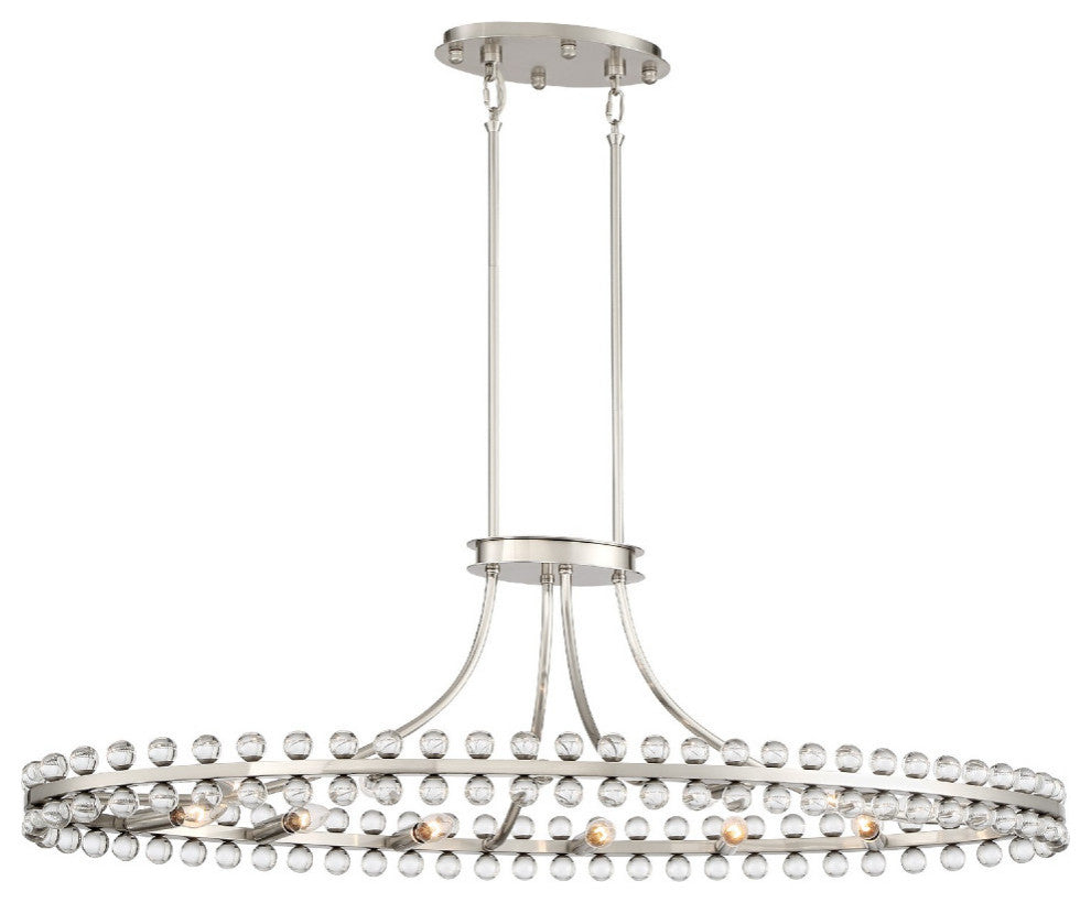 Clover 12 Light Chandelier in Brushed Nickel with Glass Ball