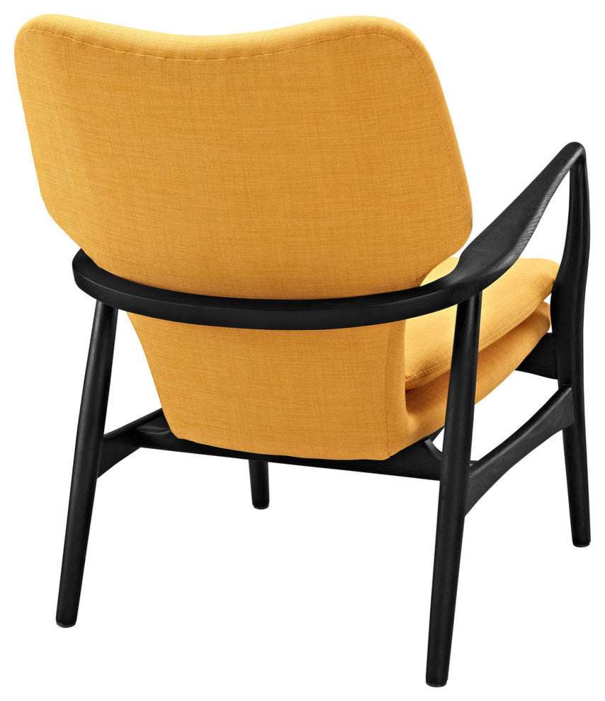 Modern Contemporary Lounge Chair, Yellow Fabric