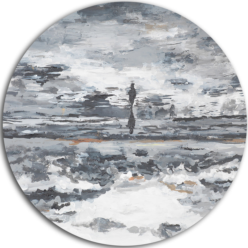 Running Horse Through Water, Abstract Painting Disc Metal Wall Art, 23"