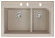 Radius 33" silQ Granite Double Bowl Kitchen Sink with 3 Holes in Cafe Latte