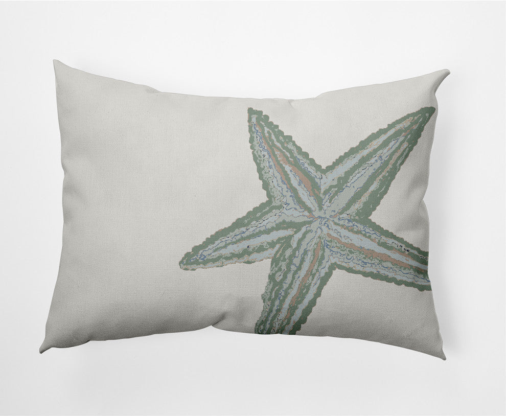 14x20" Large Starfish Nautical Decorative Indoor Pillow, Sage