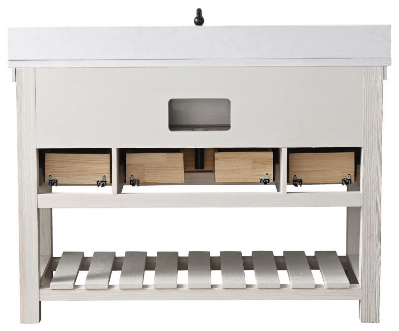Wesley 48" Bathroom Vanity, White Wash
