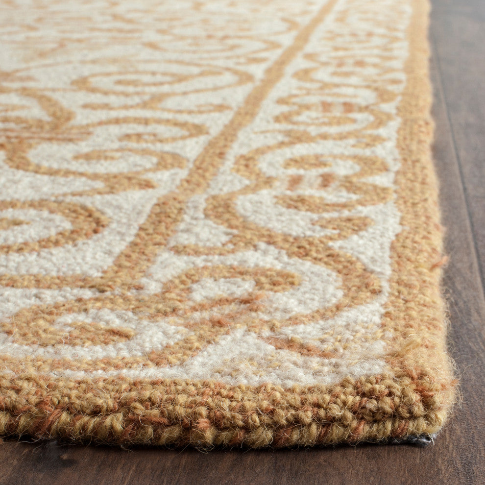 Safavieh Chelsea Hk11P Rug, Ivory/Gold, 2'6" X 12'0"