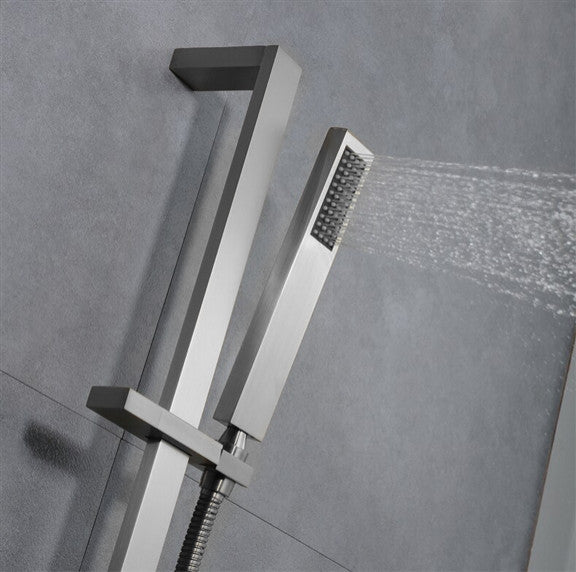 Favara 22" Brushed Nickel Rainfall Shower System With Handheld Shower, Non Led