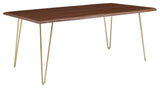 Ardor 74" Live Edge Acacia Wood Dining Table, Gold Walnut