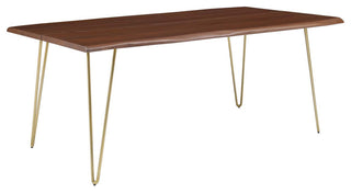 Ardor 74" Live Edge Acacia Wood Dining Table, Gold Walnut