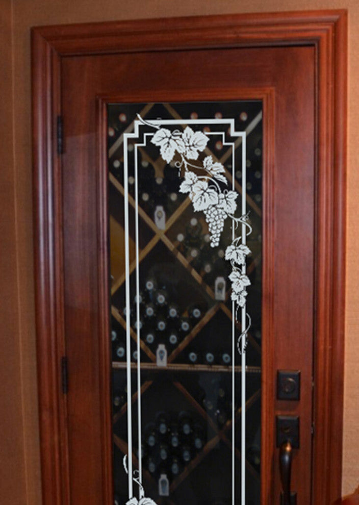 Wine Door - Vineyard Grapes Cascade - Primed - 30" x 96" - Knob on Right -...