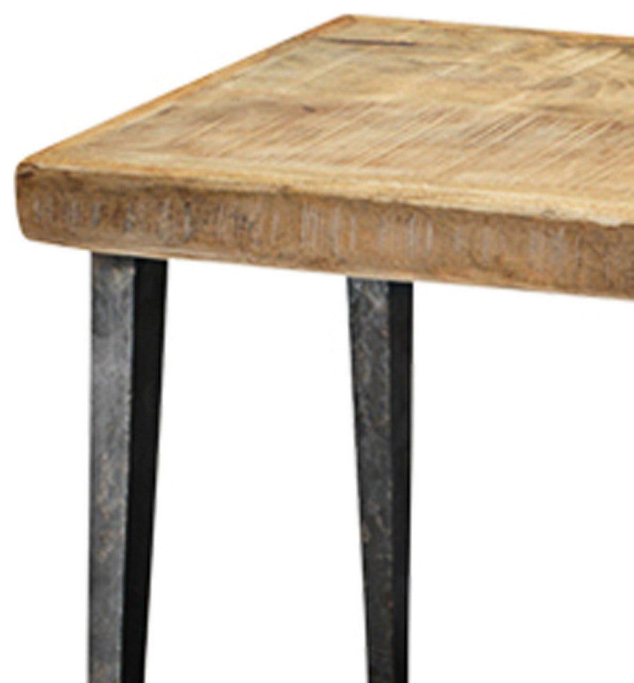 Rustic Minimalist Wood Iron 57" Bench Dining Table Seat Long Natural Classic