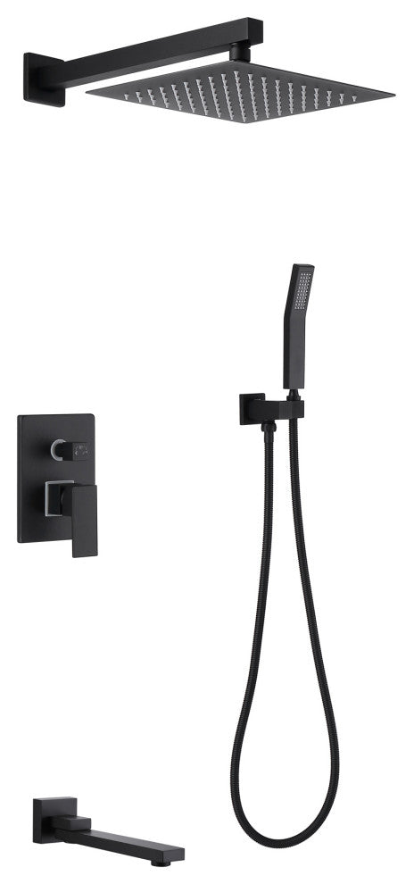 Pressure Balanced Water-Saving 3-Function Rain Shower System with Rough-in Valve