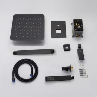 CASAINC 10" Wall Mounted  Rain Shower System with Bathtub Spout, Black