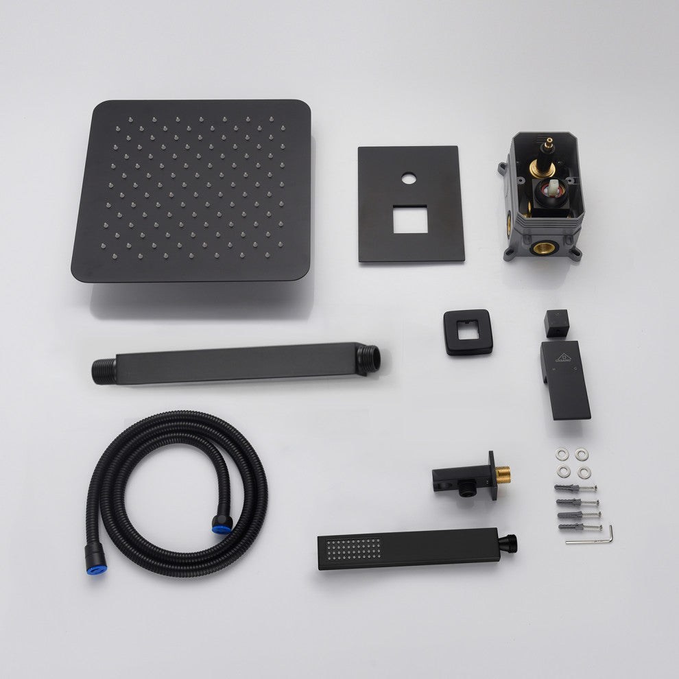 CASAINC 10" Wall Mounted  Rain Shower System with Bathtub Spout, Black