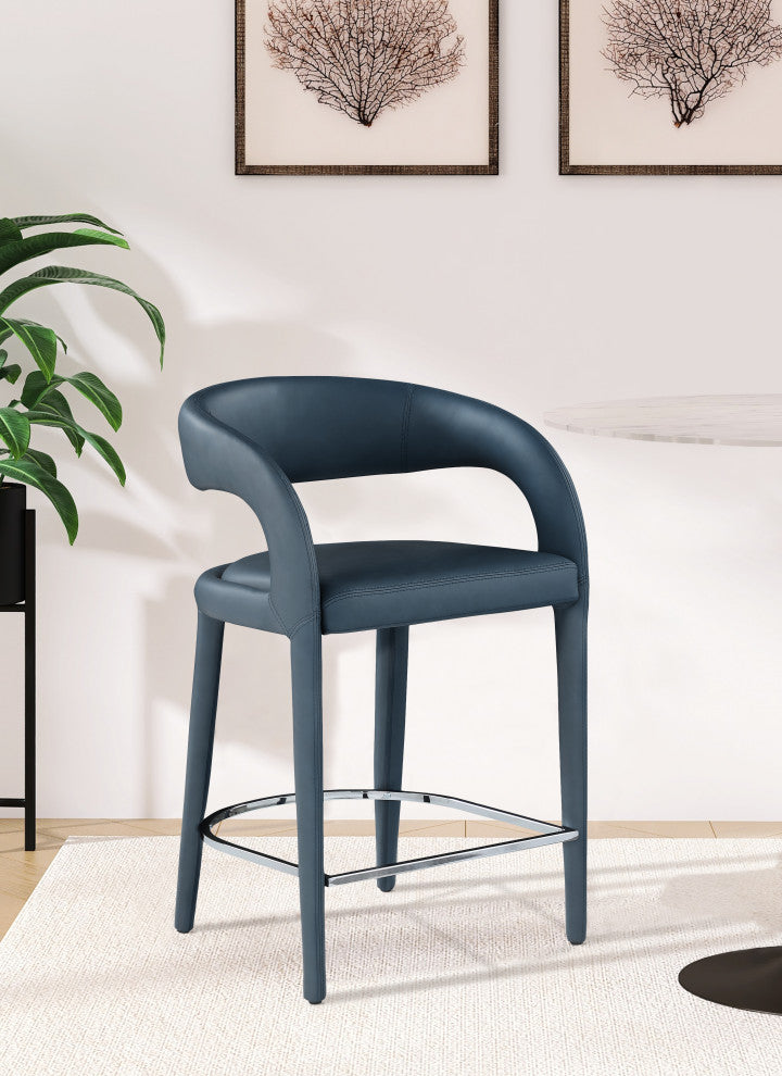 Sylvester Faux Leather Stool, Navy