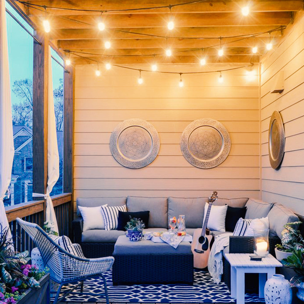 Brightech Ambience Pro - Waterproof LED Outdoor String Lights - 1W Vintage, 48 Ft String