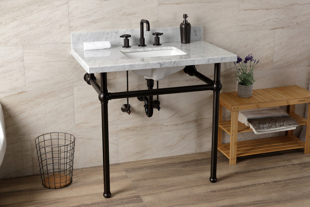 KVBH3622M8SQ5 36" Console Sink with Brass Legs (8-Inch, 3 Hole)