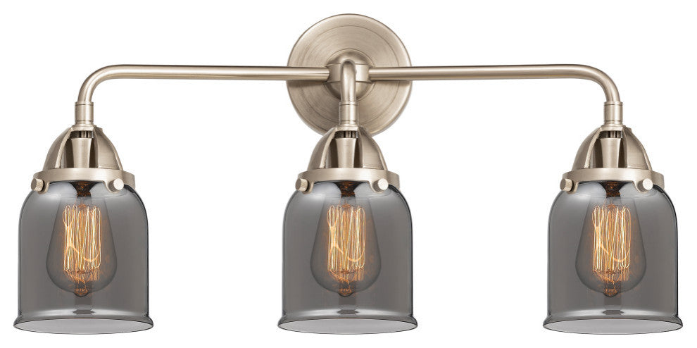 Small Bell Bath Vanity Light, Brushed Satin Nickel, Plated Smoke, Plated Smoke