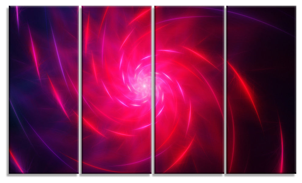 Pink Whirlpool Fractal Spirals, Abstract Art on Canvas, 48"x28", 4 Panels