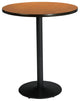KFI 30" Round Breakroom Table with Medium Oak Top Round Black Base Bistro Height