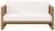 Lounge Loveseat Sofa, White Natural, Teak Wood, Modern, Outdoor Hospitality