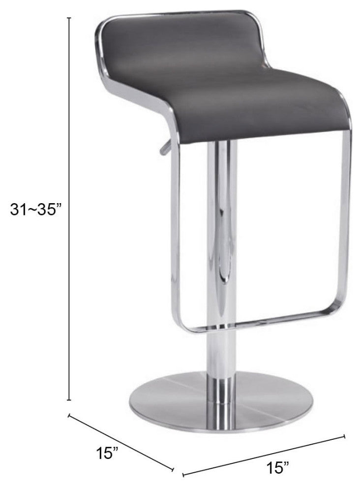 Bar Stool Chair Barstool, Faux Vinyl Leather, Steel, Brown Black, Chrome, Cafe