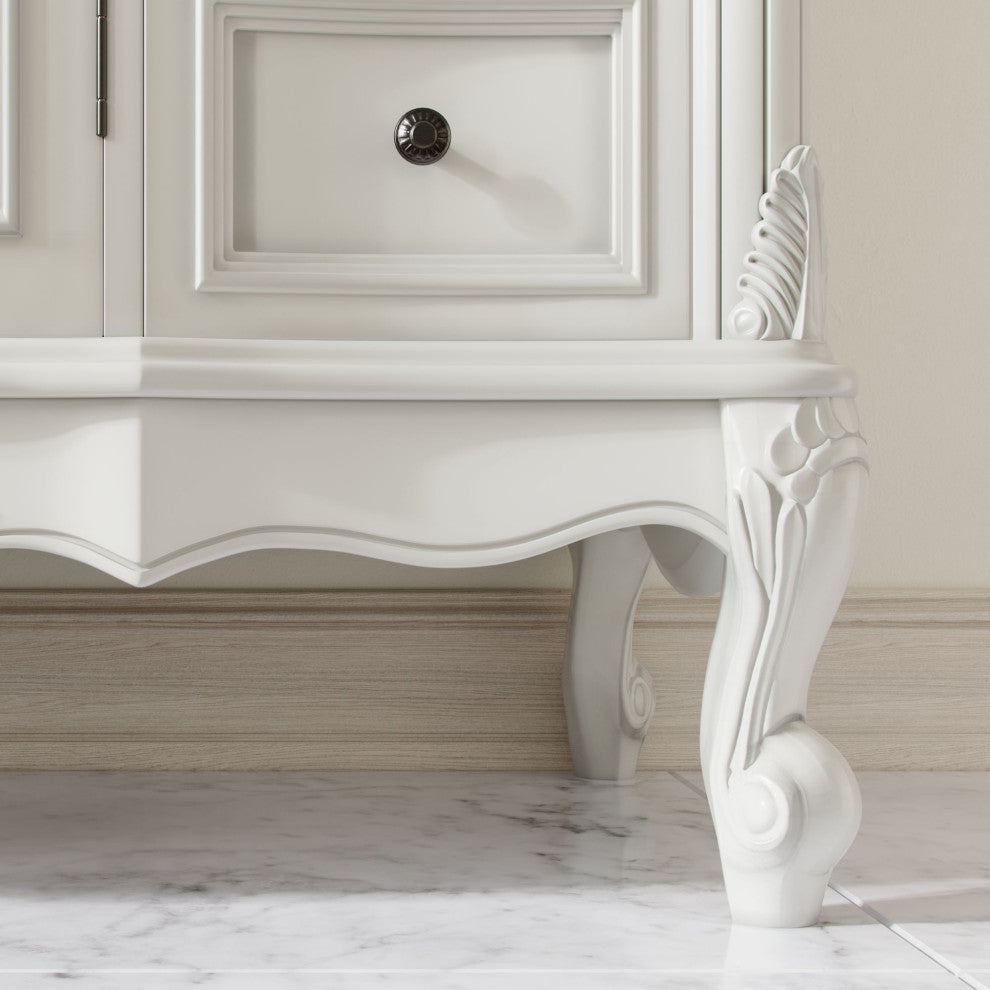 Antique White Traditional Style Single Sink Beckham Bathroom Vanity, White, 42", Single Sink, Freestanding