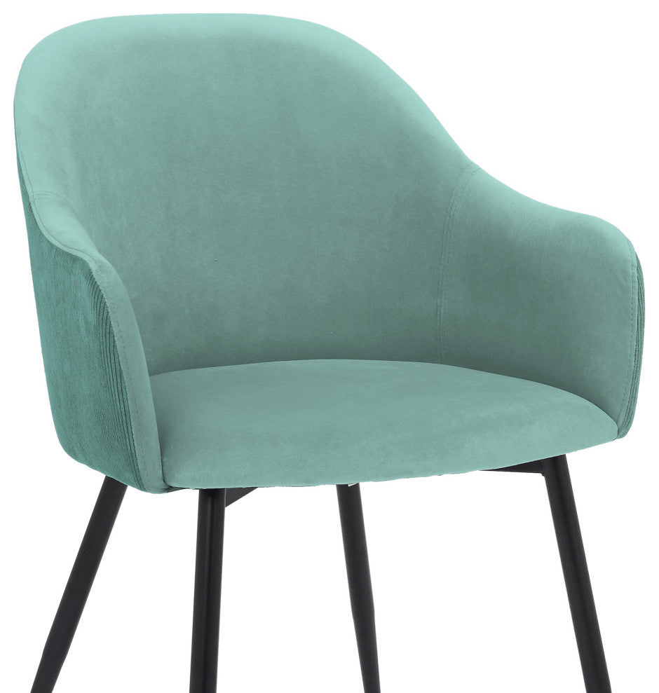 Pixie Fabric Dining Room Chair With Black Metal Legs, Teal