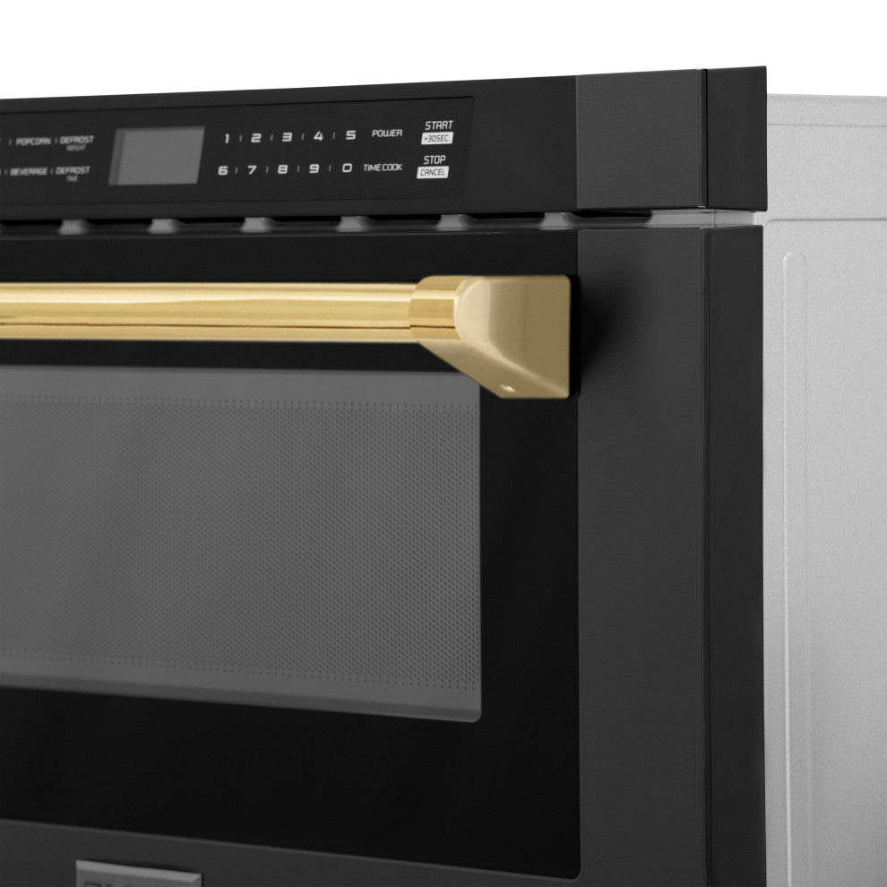 ZLINE Microwave Drawer s, Black Stainless and Gold MWDZ-1-BS-H-G