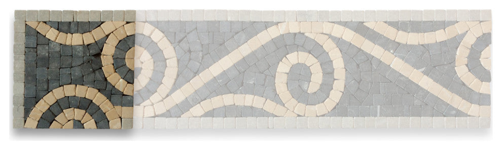 Marble Mosaic Border Accent Decorative Tile Swirl Nero 4x4 Tumbled, 1 piece
