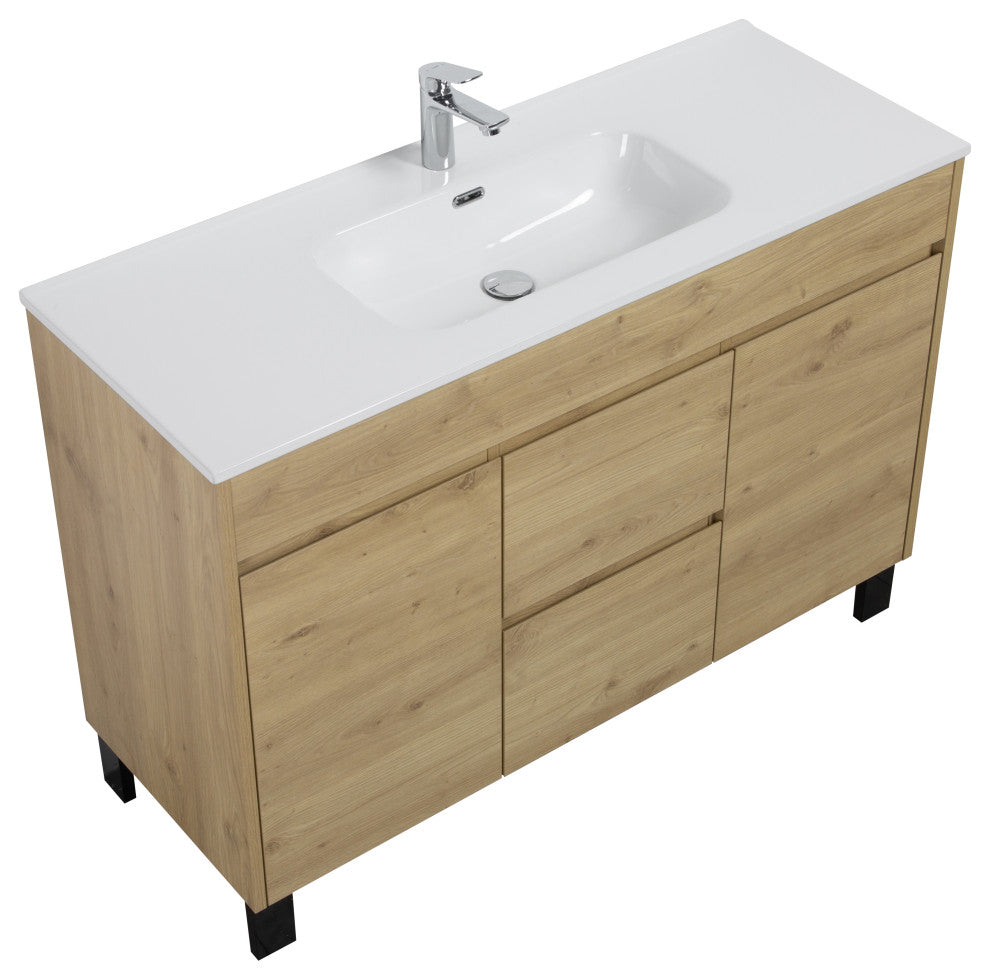 Alma Grace Natural Oak finish Freestanding Vanity With Porcelain sink, 40"