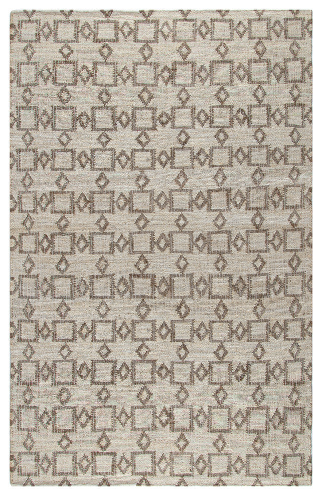 5' x 8' Colmar Ivory and Brown Ogee Flatweave Area Rug