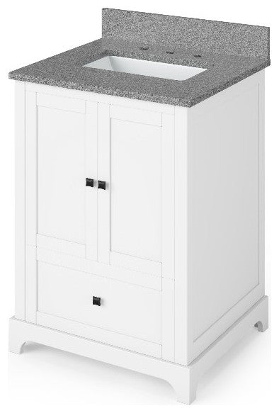 Addington Modern 24" White Vanity, Steel Grey Cultured Marble Vanity Top