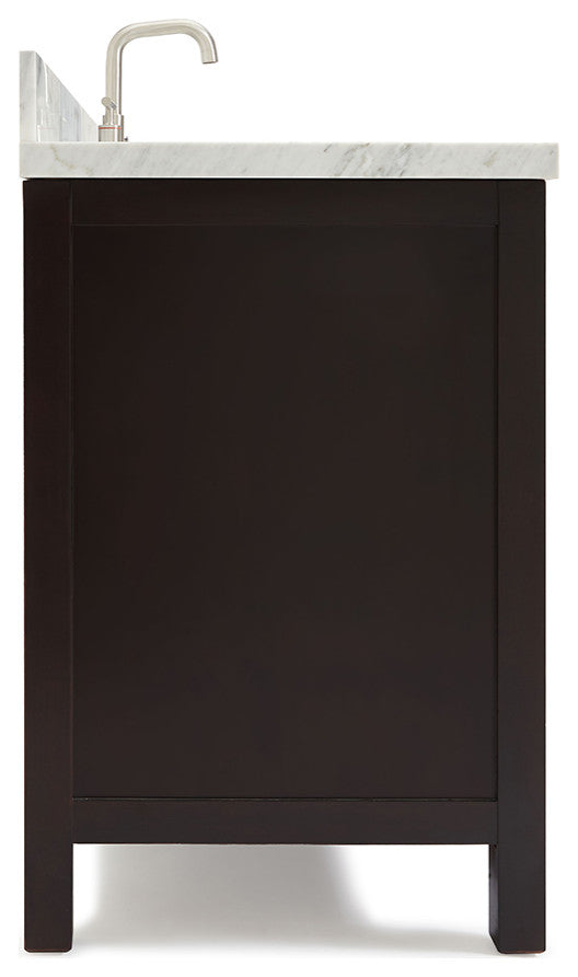 Cambridge 49" Bath Vanity With Marble Top, Carrara White/White Basin