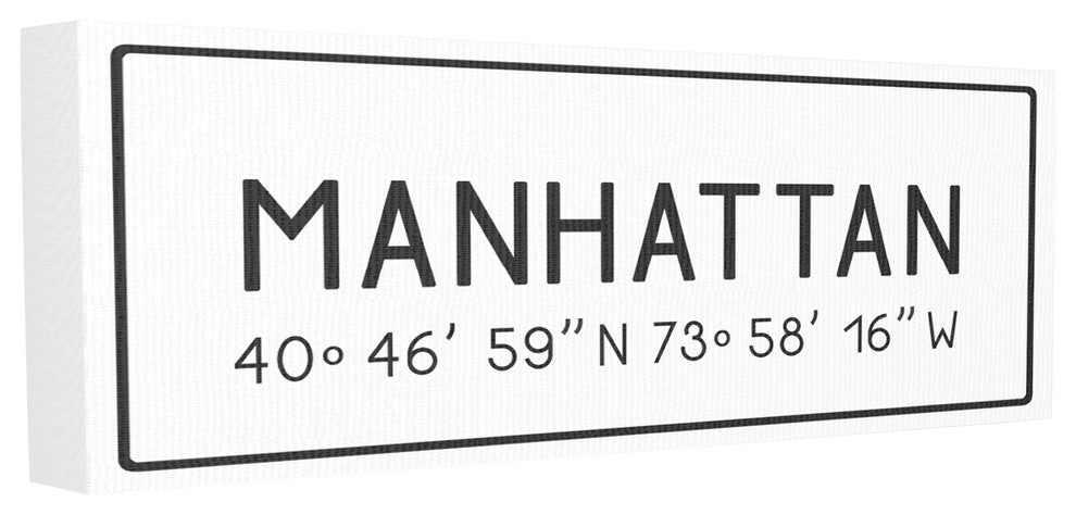 Plate City Coordinates Manhattan Stretched Canvas Wall Art, 10x24